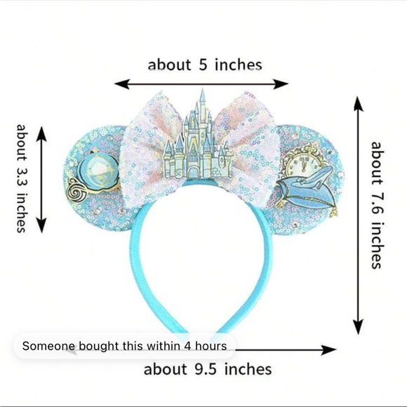 Cinderella Castle Glass Slipper Carriage Mouse Ears for Disneyland Walt Disney - Picture 2 of 4